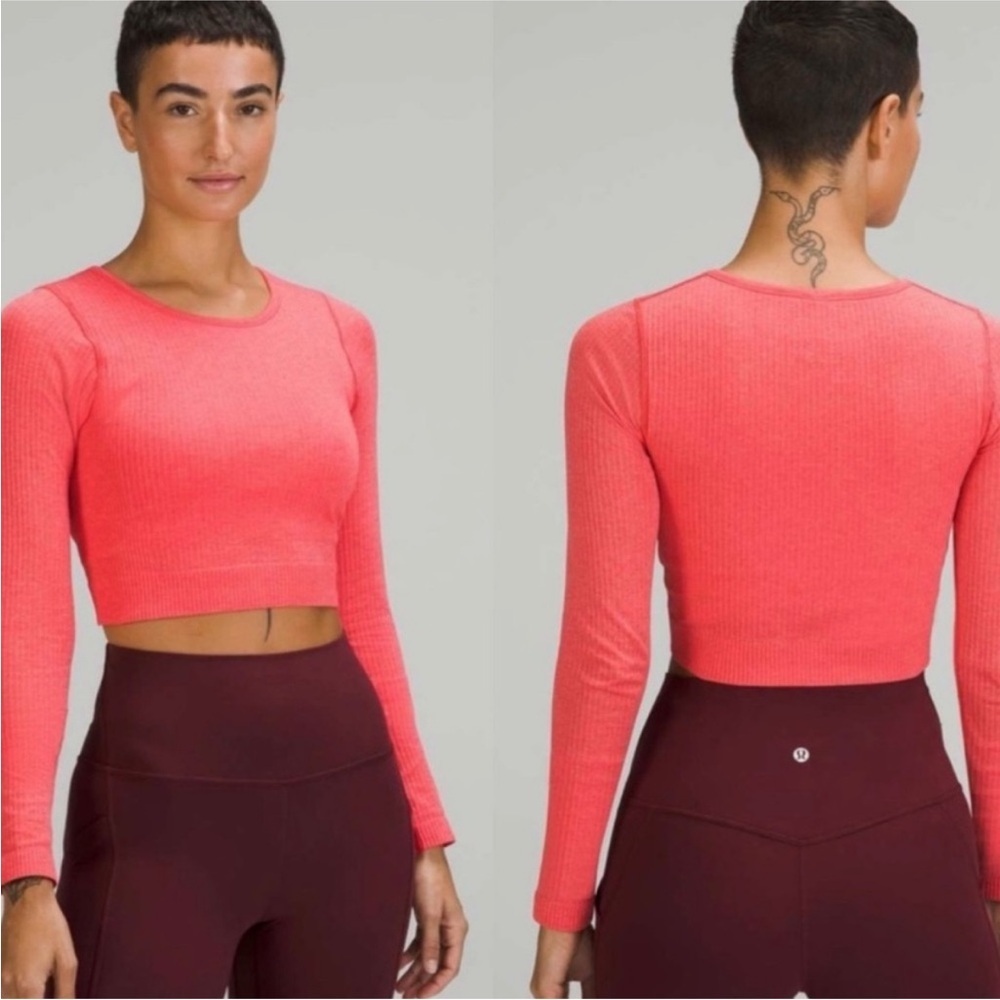 Lululemon Ebb to the street Ribbed Long Sleeve Crop Top Size 8